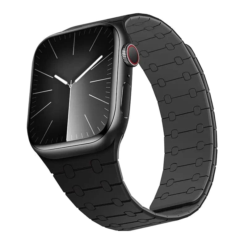 Silicone Soft Magnetic Overlap Band for Apple Watch Watch Bands 42mm | 44mm | 45mm | Ultra 49mm / Black Grey