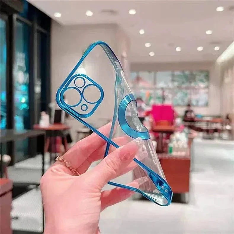 Silicone Soft Transparent Lens Protection Chrome Case for iPhone 13 Pro