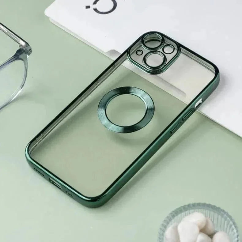Silicone Soft Transparent Lens Protection Chrome Case for iPhone 14 Pro