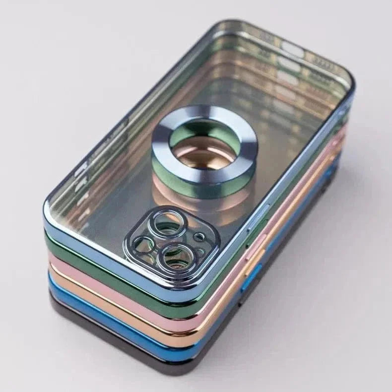 Silicone Soft Transparent Lens Protection Chrome Case for iPhone 14 Pro Max