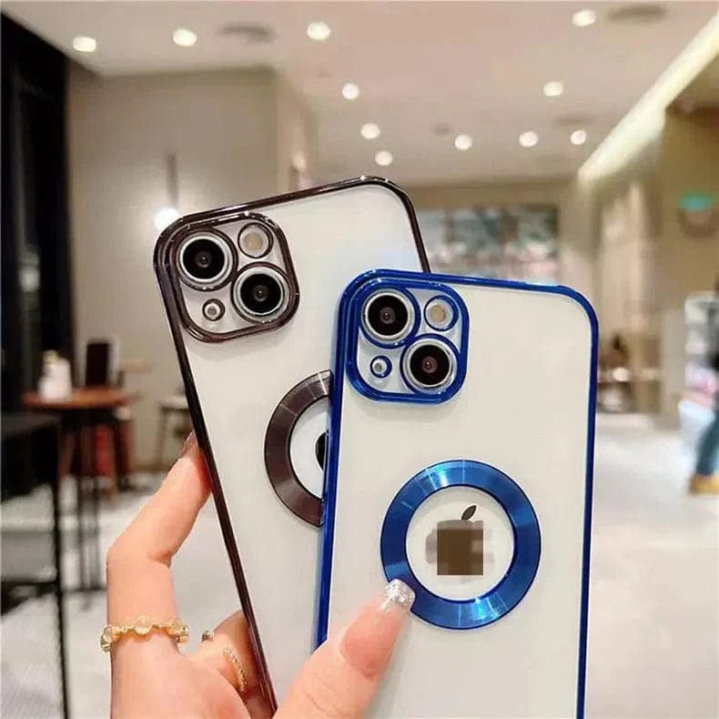 Silicone Soft transparent Lens Protection Chrome Case for iPhone Back Cases