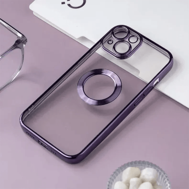 Silicone Soft transparent Lens Protection Chrome Case for iPhone Back Cases iPhone 13 / Deep Purple