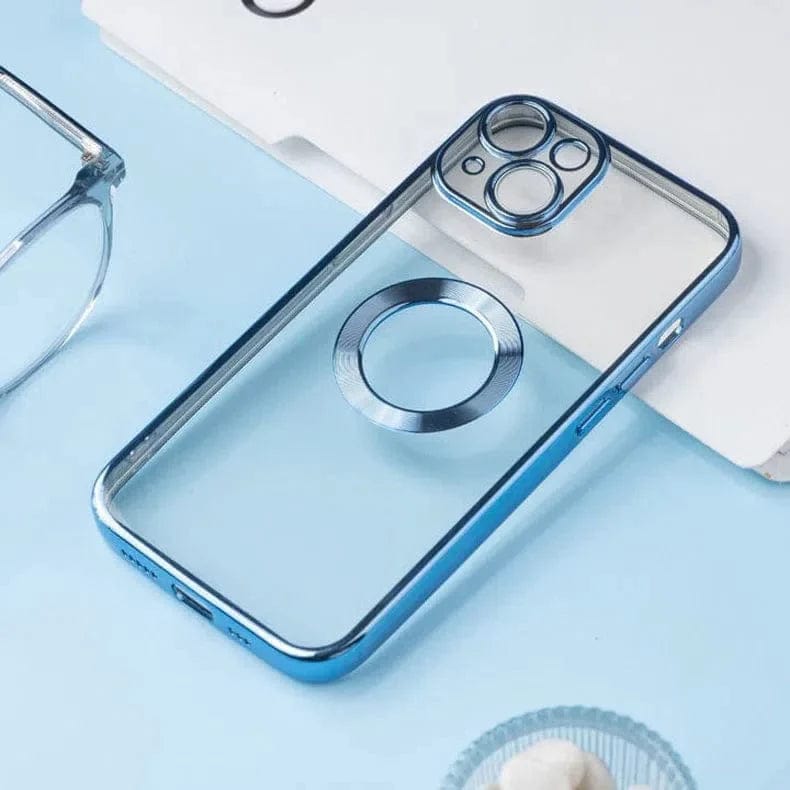 Silicone Soft transparent Lens Protection Chrome Case for iPhone Back Cases iPhone 13 Pro Max / Blue