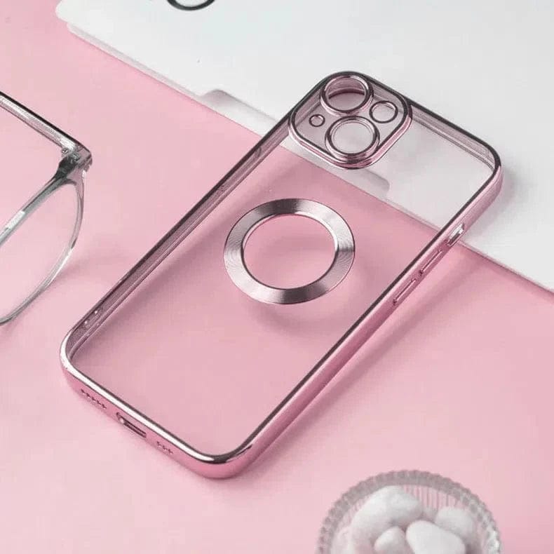 Silicone Soft transparent Lens Protection Chrome Case for iPhone Back Cases iPhone 13 Pro Max / Rose Gold