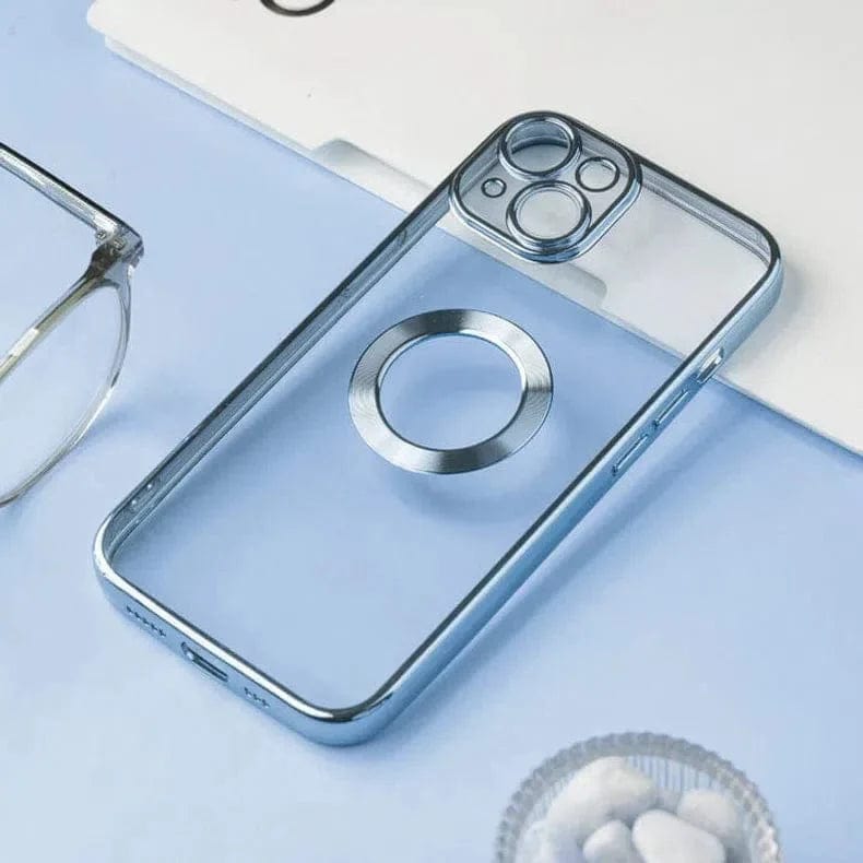 Silicone Soft transparent Lens Protection Chrome Case for iPhone Back Cases iPhone 14 / Sierra Blue