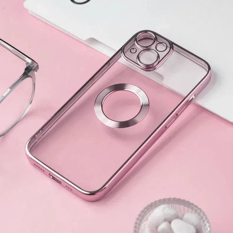 Silicone Soft transparent Lens Protection Chrome Phone Back Case for Apple iPhone