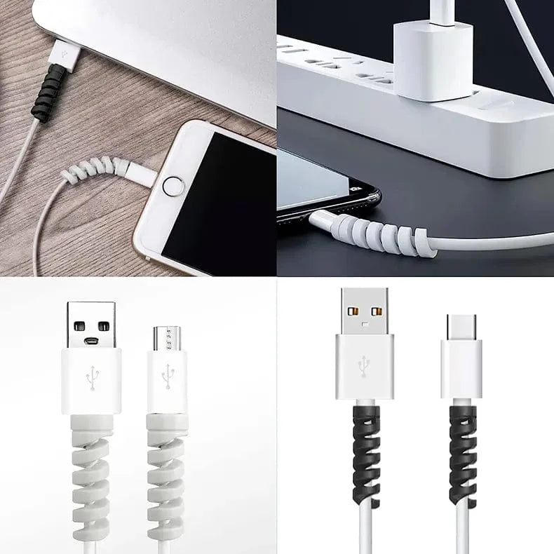 Silicone Spiral Data & Charging Cable Protector 4 Pieces Set ( Pack of 3 )