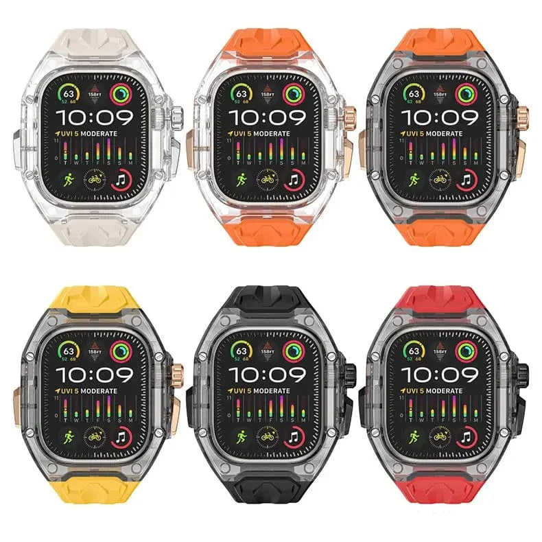 Silicone Watch Band with Protective Rugged Hard Cover for Apple Watch 46mm S10