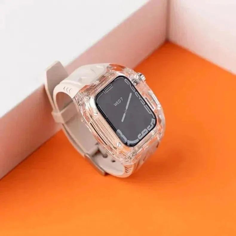 Silicone Watch Band with Protective Rugged Hard Cover for Apple Watch 42mm S10