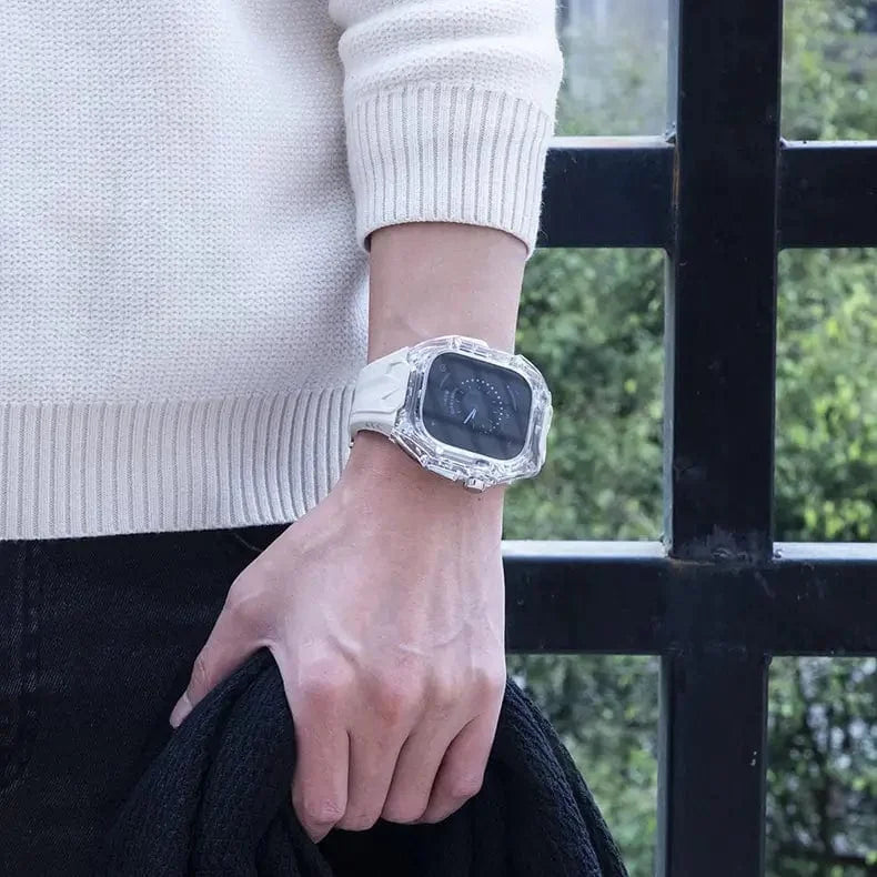 Silicone Watch Band with Protective Rugged Hard Cover for Apple Watch 42mm S10