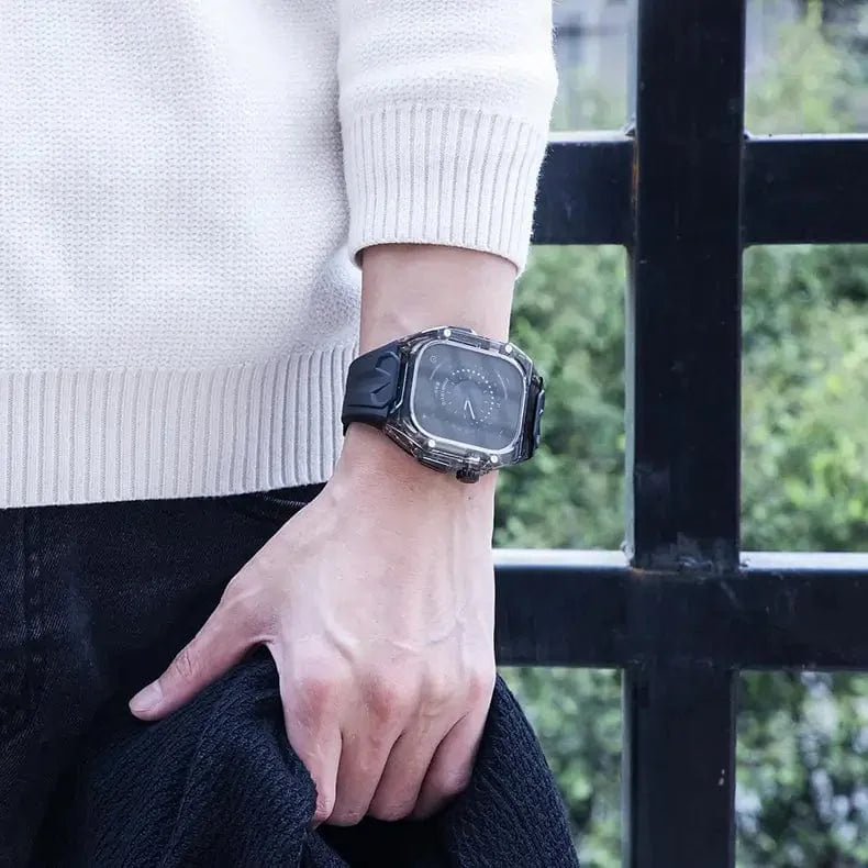 Silicone Watch Band with Protective Rugged Hard Cover for Apple Watch 46mm S10