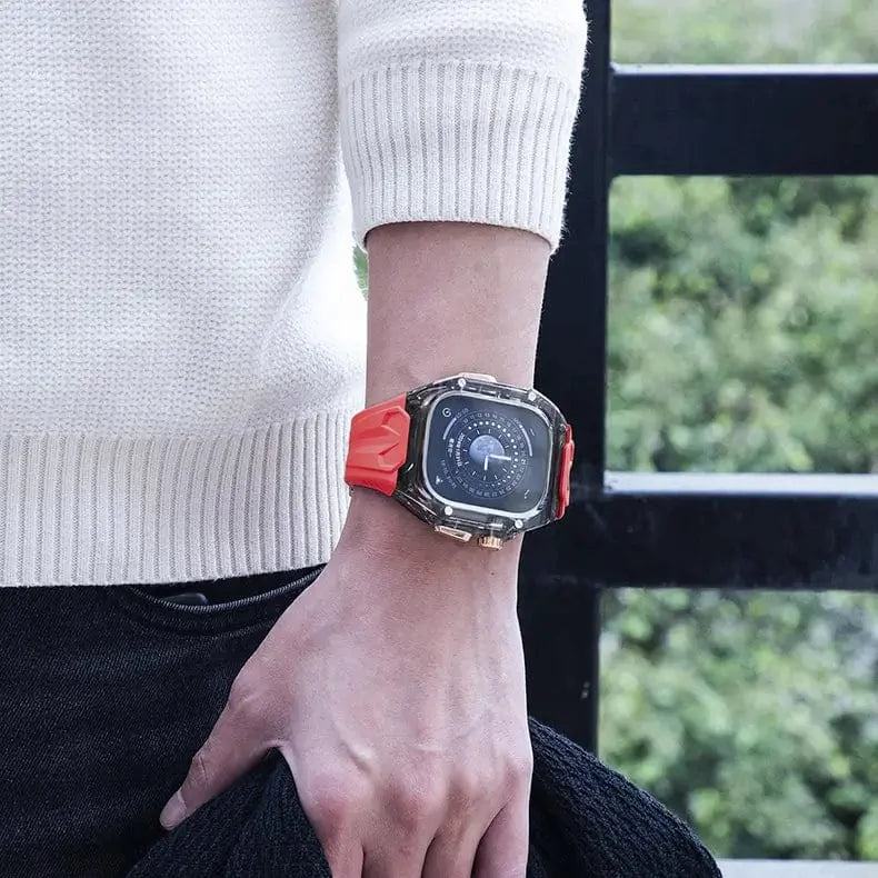 Silicone Watch Band with Protective Rugged Hard Cover for Apple Watch 46mm S10