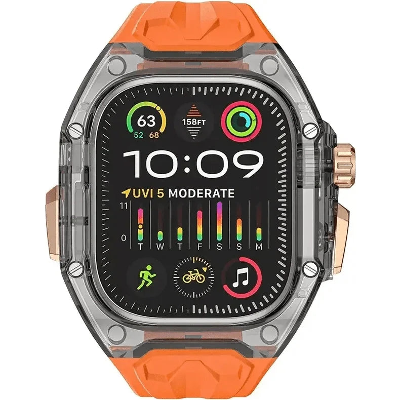 Silicone Watch Band with Protective Rugged Hard Cover for Apple Watch 42mm S10