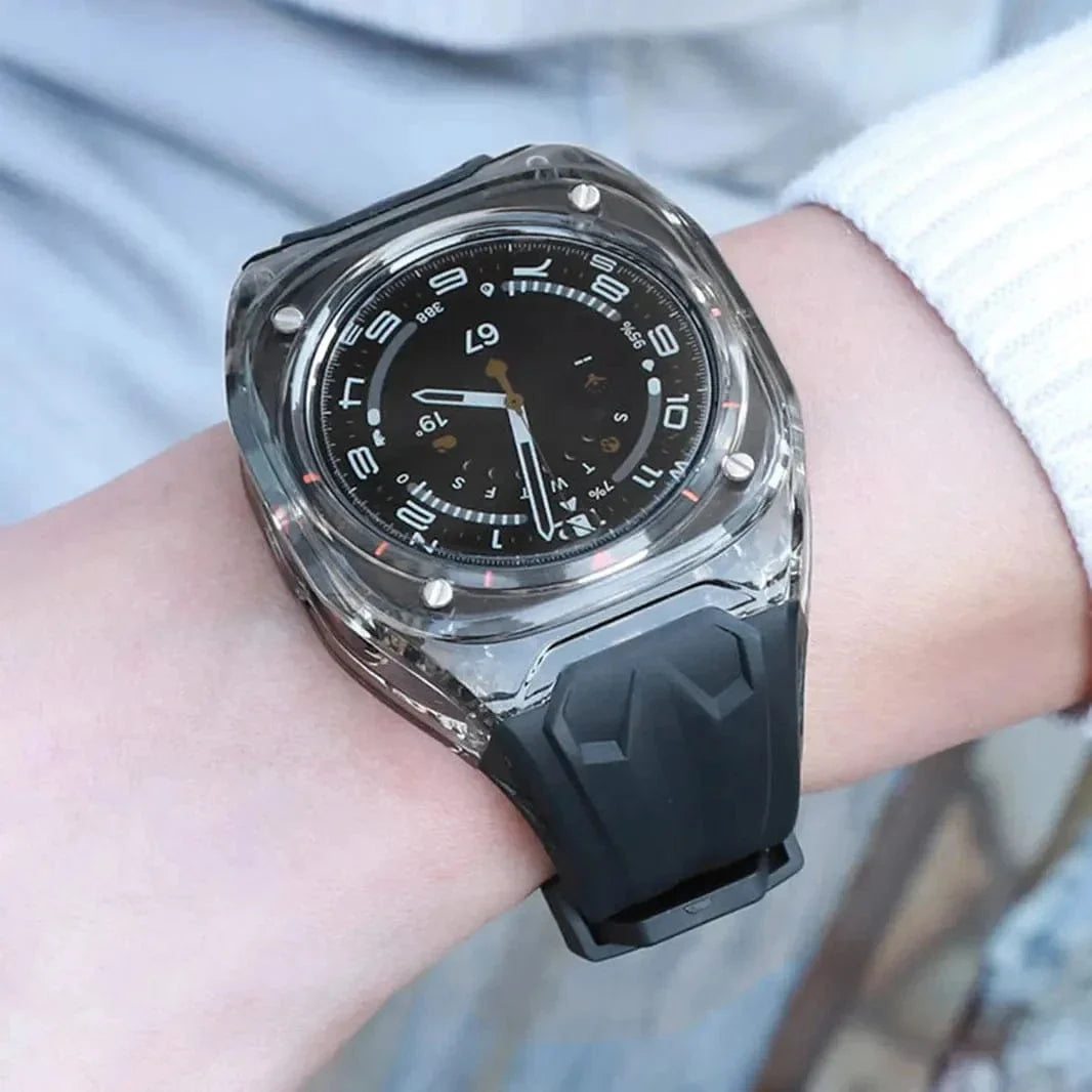 Silicone Watch Band with Protective Rugged Hard Cover for Samsung Watch Ultra 47mm