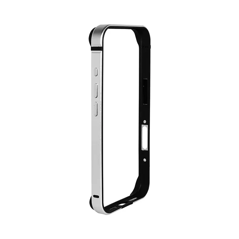 Metal reinforced aluminum bumper frame for iPhone 16 Silver Back Cases