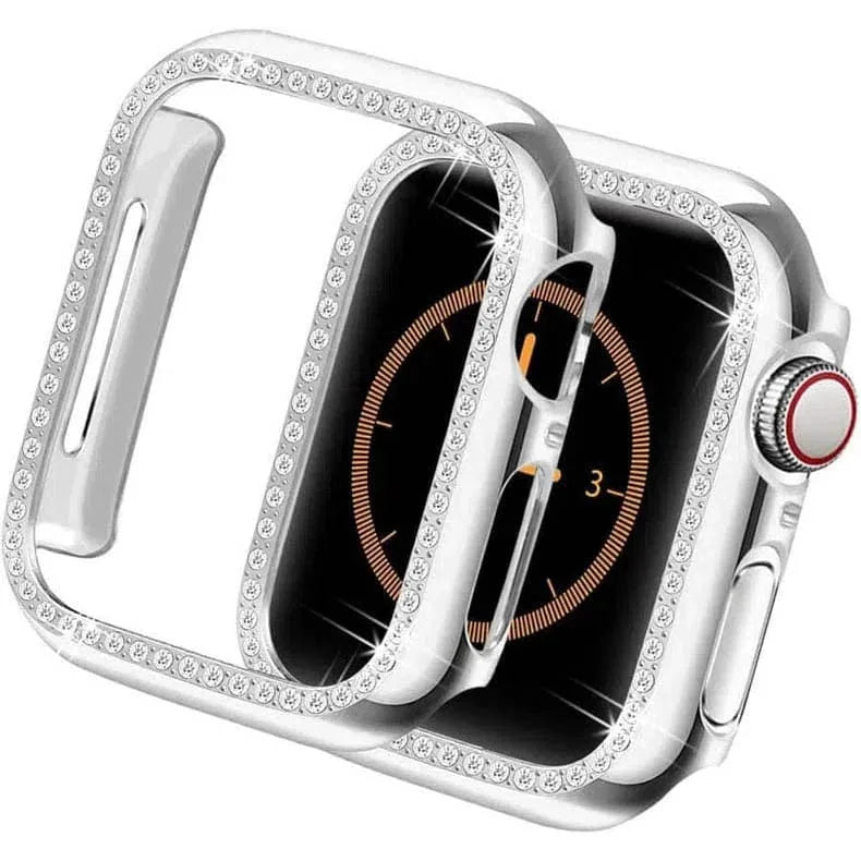 Single Rhinestone Frame 360 Degree Hard Body Bumper for Apple Watch 41mm