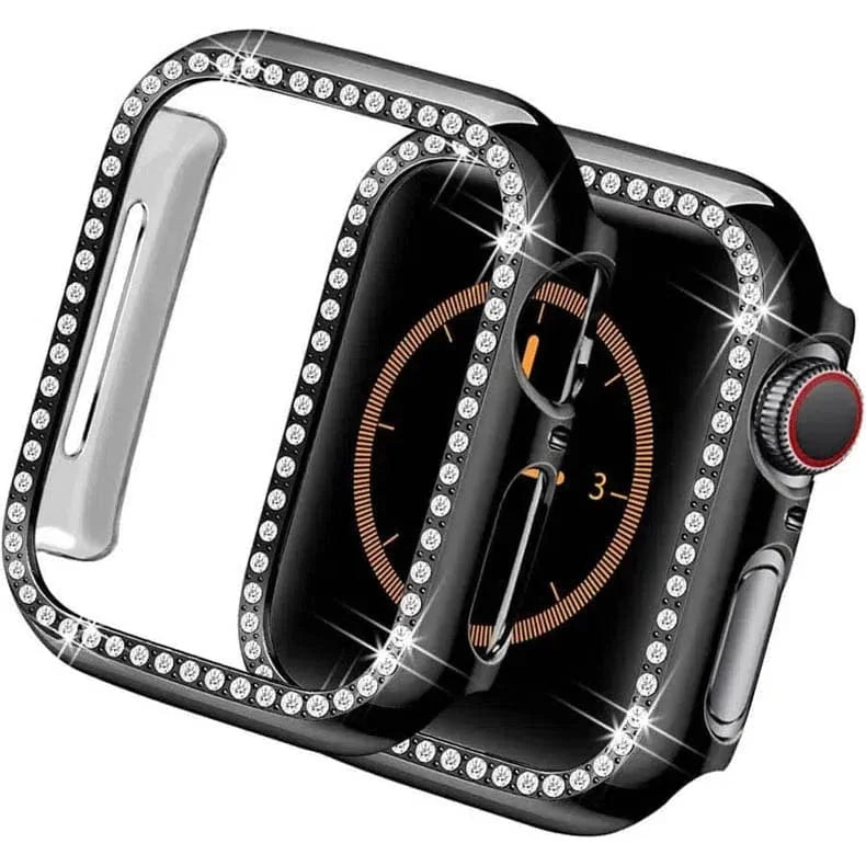 Single Rhinestone Frame 360 Degree Hard Body Bumper for Apple Watch 45mm