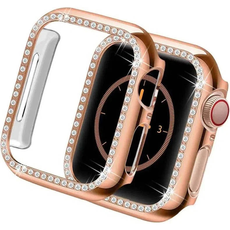 Single Rhinestone Frame 360 Degree Hard Body Bumper for Apple Watch 45mm