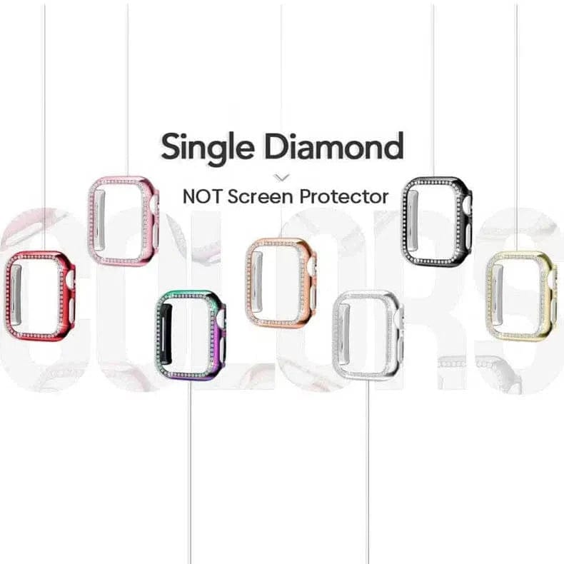 Single Rhinestone Frame Hard Slim 360 Degree Body Bumper for iWatch Case Covers