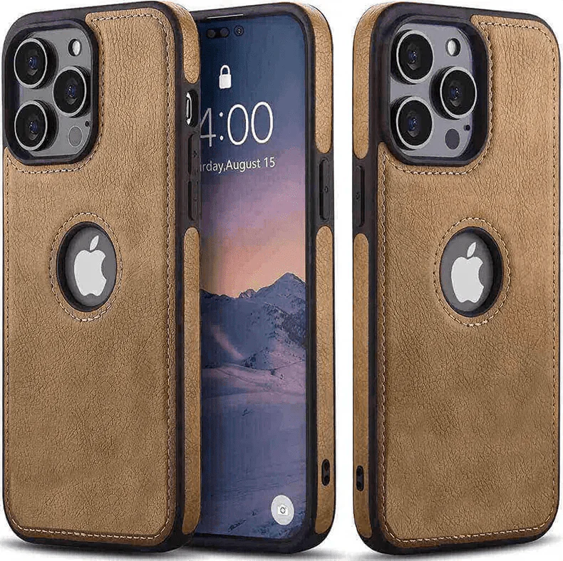 Slim PU lychee Leather Texture Case for iPhone 14 Pro iPhone 14 Pro Brown Back Cases