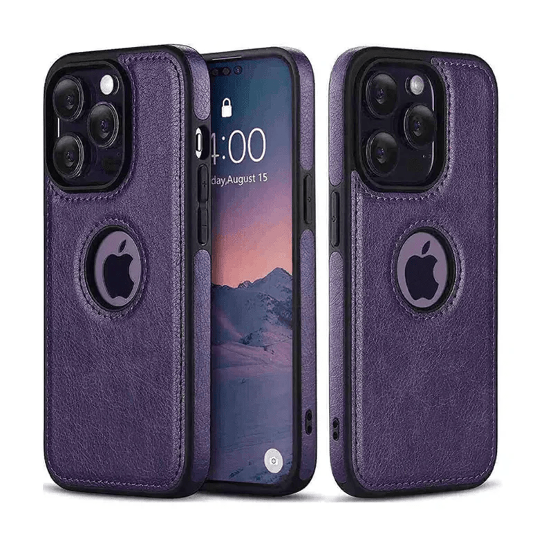 Slim PU lychee Leather Texture Case for iPhone Back Cases iPhone 14 Pro / Deep Purple