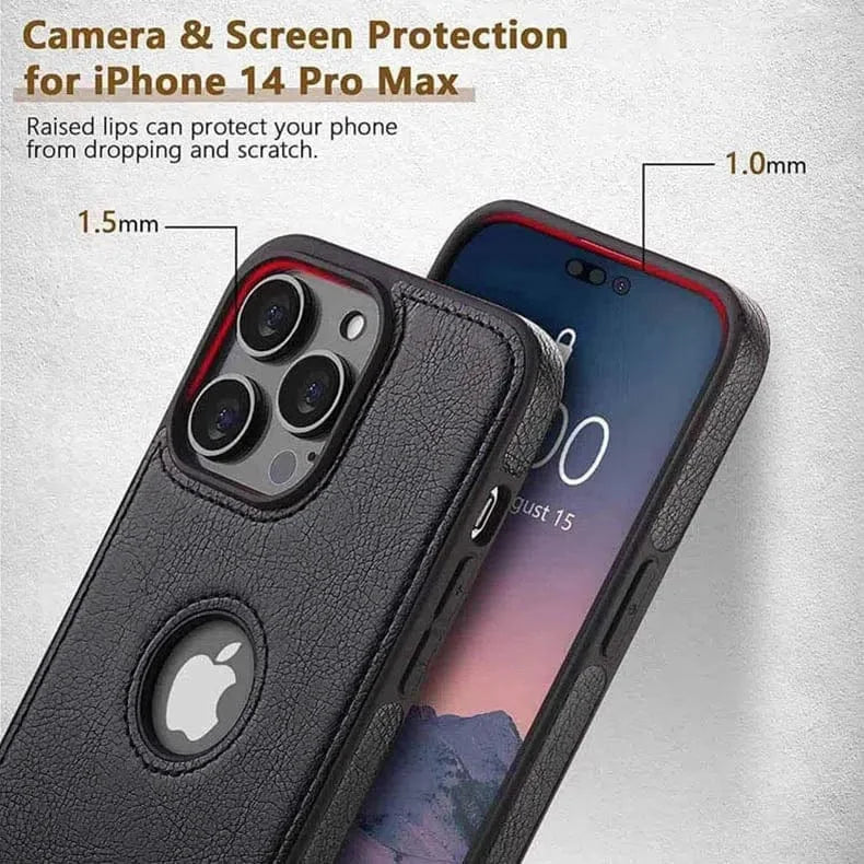 Slim PU Lychee Leather Texture Hard Case for iPhone 14