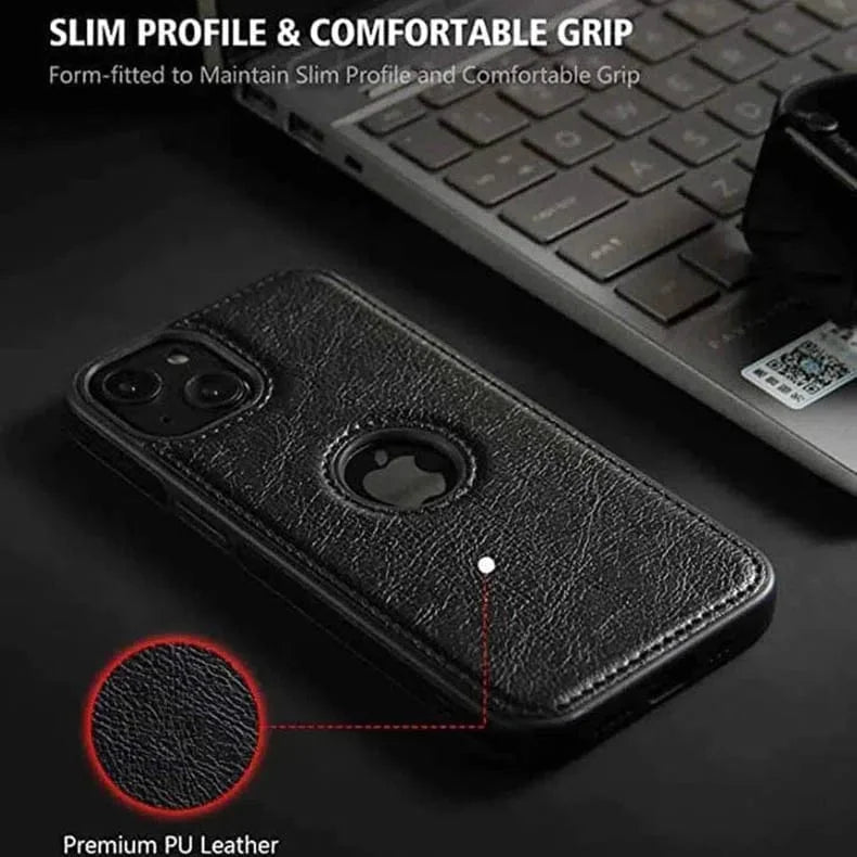 Slim PU Lychee Leather Texture Hard Case for iPhone 14 Pro