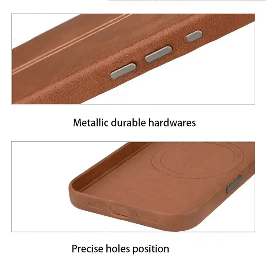 Slim Retro Business Leather Cover with Metal Frame Camera Protection for iPhone 16 Pro Max