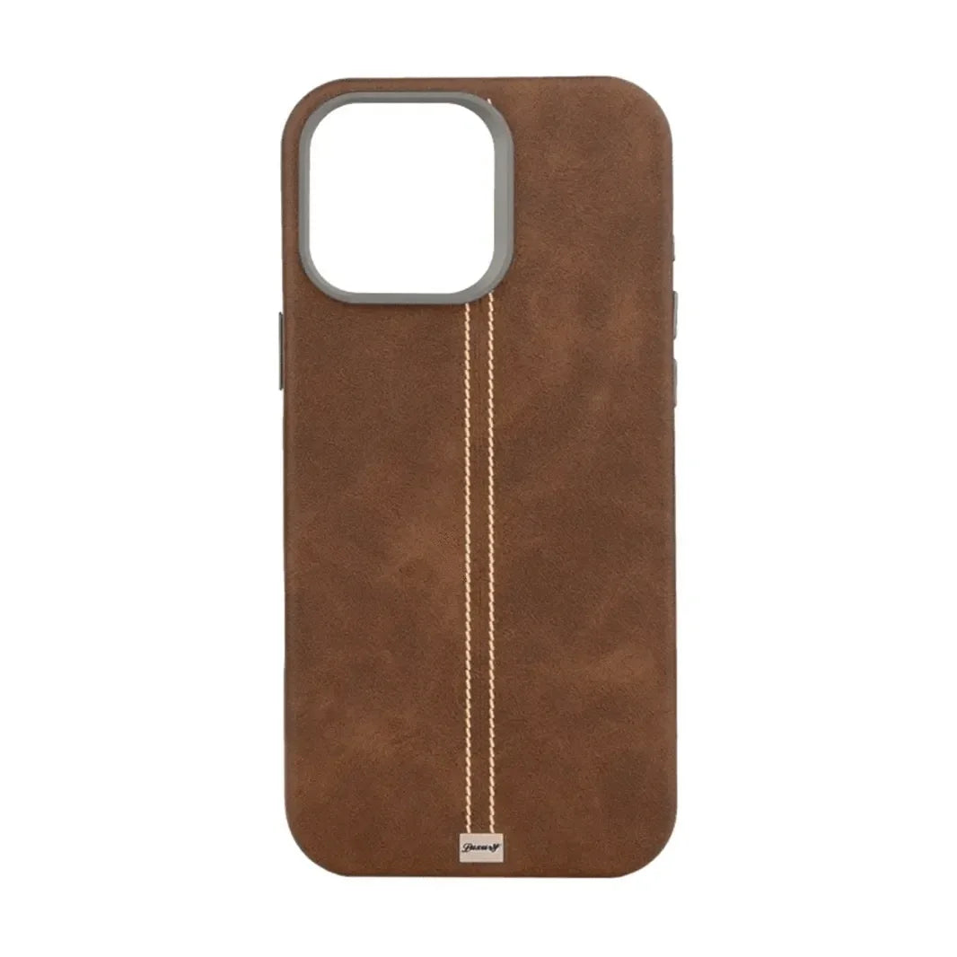 Slim Retro Business Leather Cover with Metal Frame Camera Protection for iPhone 16 Pro Max