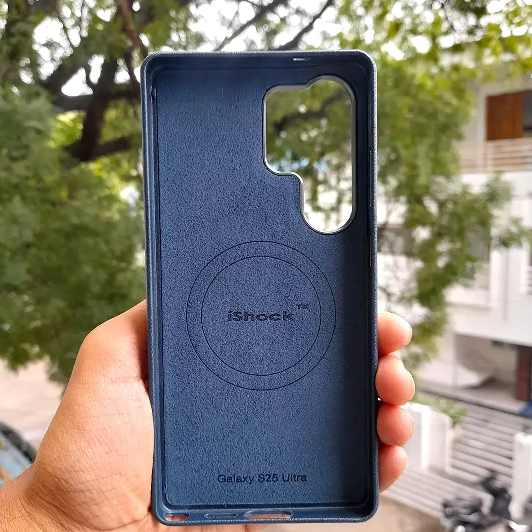 Slim Retro Business Leather Cover with Metal Frame Camera Protection for Samsung S23 Ultra