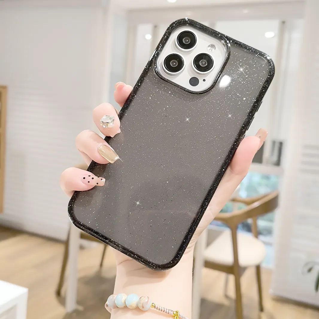 Powder Glitter Bling Clear Case for iPhone 15 Pro iPhone 15 Pro smoke Cases & Covers