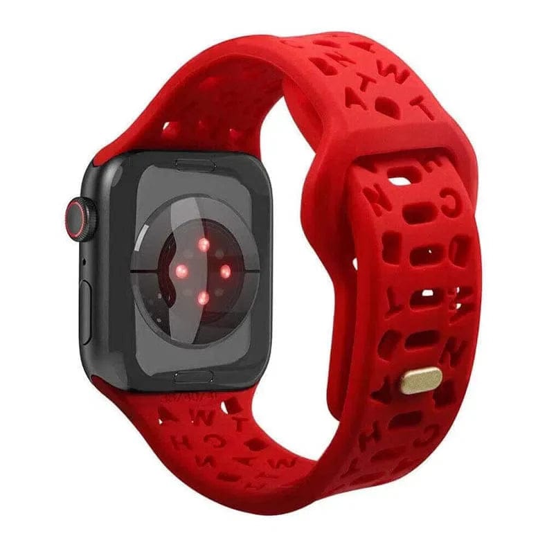 Soft Silicone Alphabetic Watch Band for Apple Watch Watch Bands 42mm | 44mm | 45mm | Ultra 49mm / Red