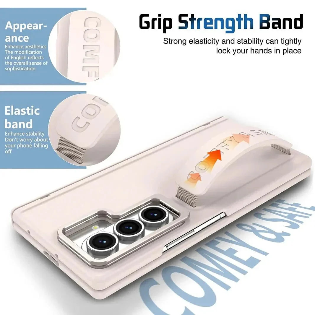 Soft Touch Coating Lens Bracket Case With Hand Strap for Samsung Z Fold6