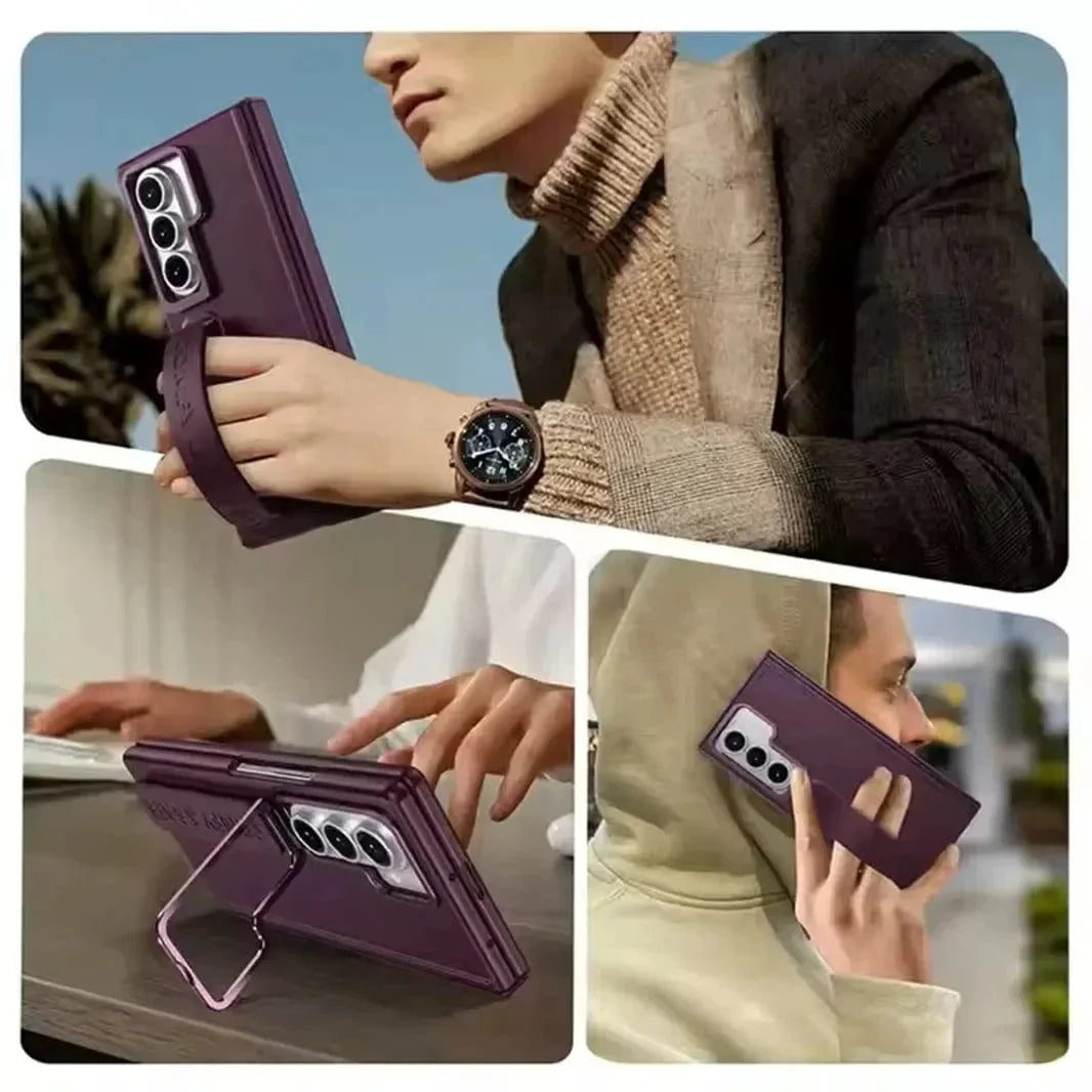 Soft Touch Coating Lens Bracket Case With Hand Strap for Samsung Z Fold6