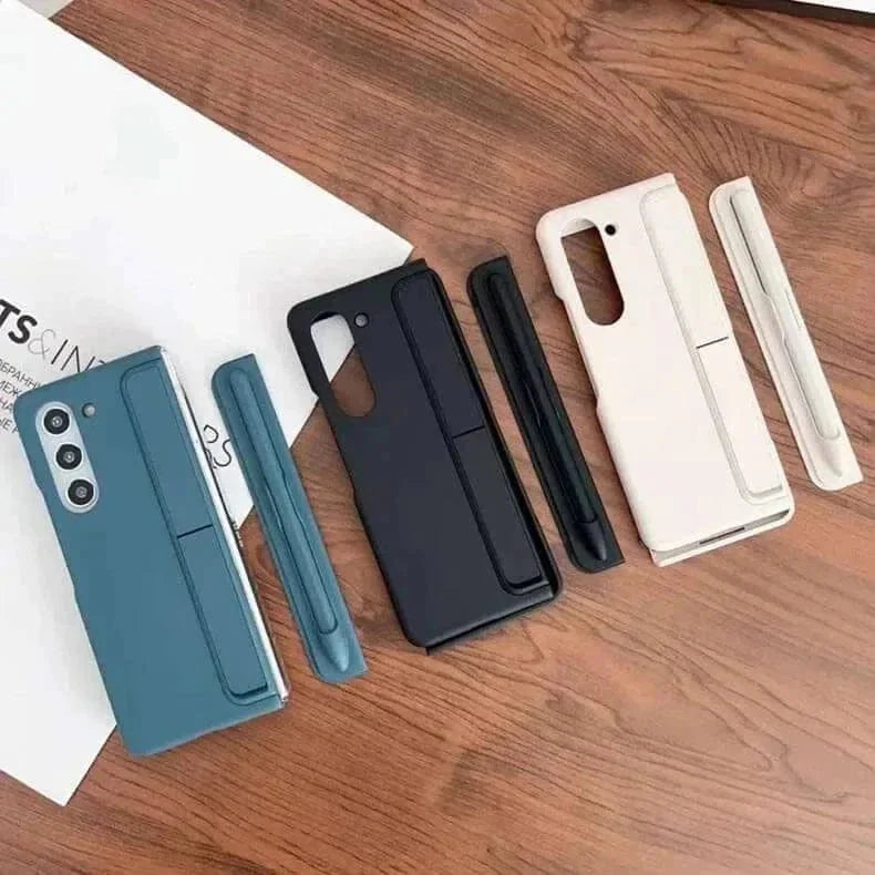 Soft Touch Coating Standing Case With Pen Case for Samsung Z Fold5