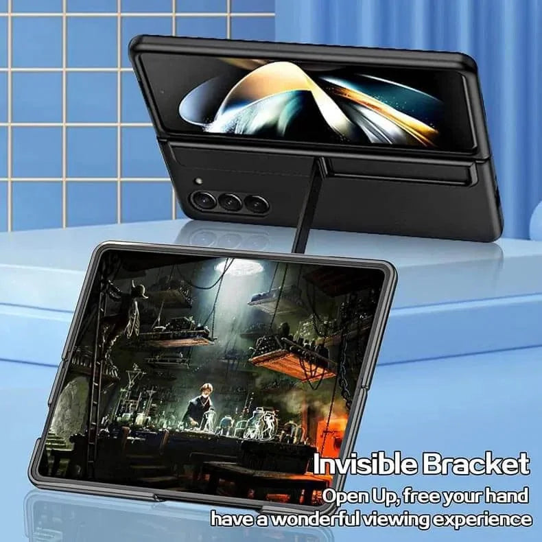 Soft Touch Coating Standing Case With Pen Case for Samsung Z Fold5