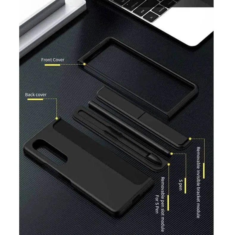 Soft Touch Coating Standing Phone Back Case With Pen for Samsung Galaxy Z Fold