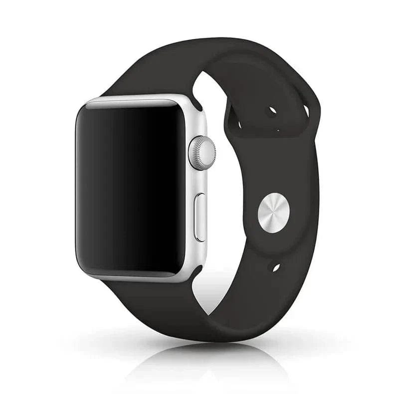 Sports Silicone Band for Apple Watch 42mm | 44mm | 45mm | Ultra 49mm Watch Bands M / L / Coco Black