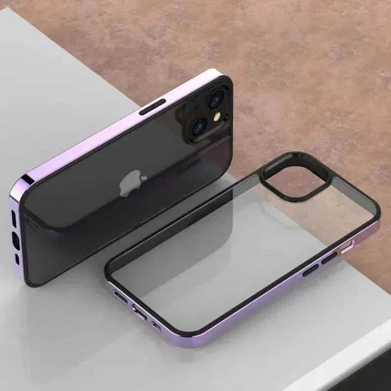 Square Electroplated Transparent Case for iPhone Back Cases