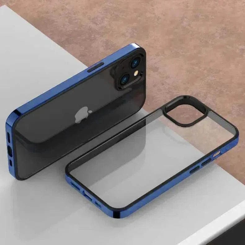 Square Electroplated Transparent Case for iPhone Back Cases iPhone 14 Pro Max / Blue