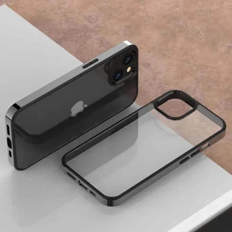 Square Electroplated Transparent Case for iPhone Back Cases iPhone 14 Pro Max / Black