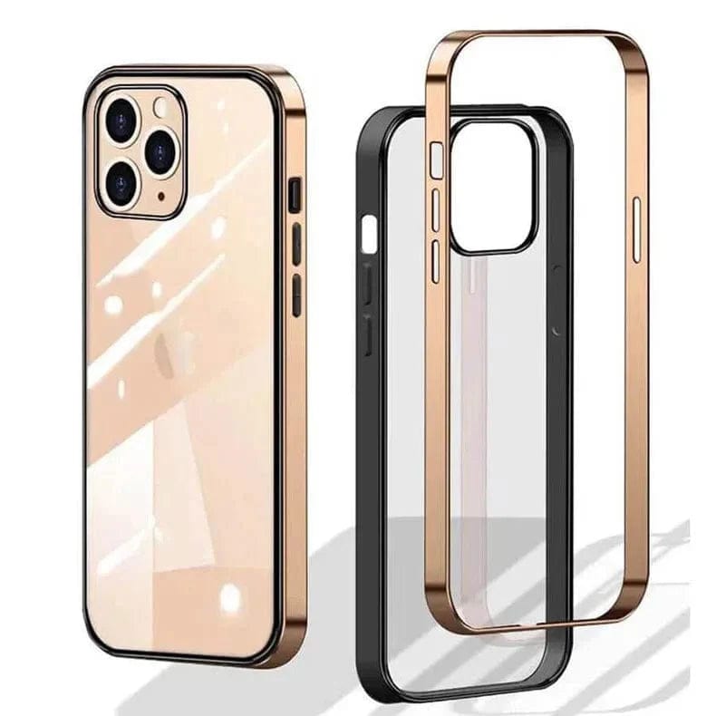 Square Electroplated Transparent Case for iPhone Back Cases iPhone 12 | 12 Pro / Gold