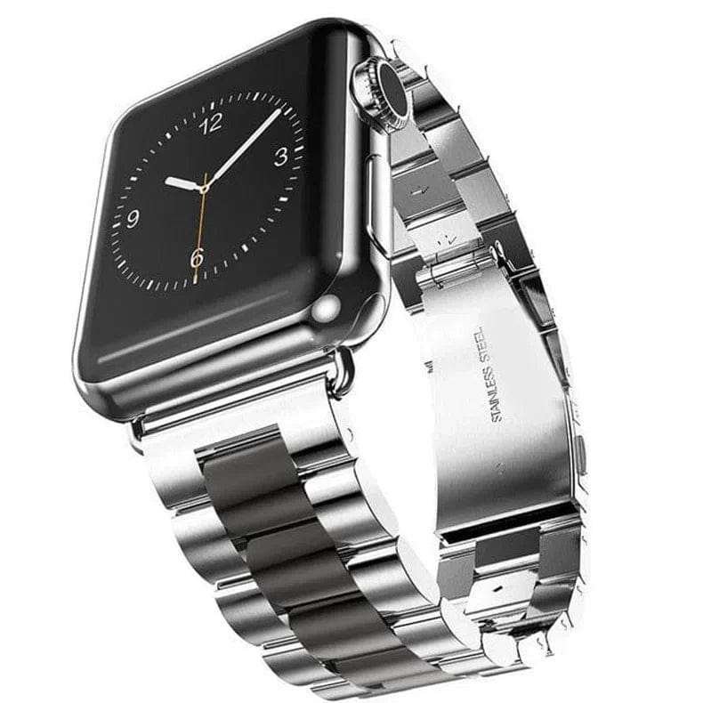 Stainless Steel Metal Link Bracelet Band for Apple Watch Watch Bands 42mm | 44mm | 45mm | Ultra 49mm / Black Silver