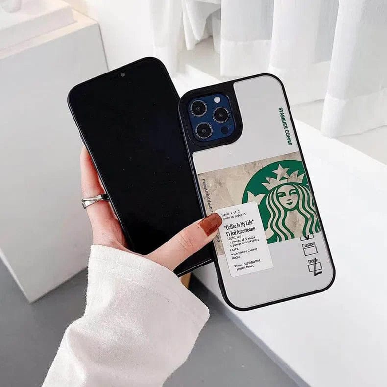 Starbucks Print Mirror Acrylic Glass Case for iPhone Back Cases