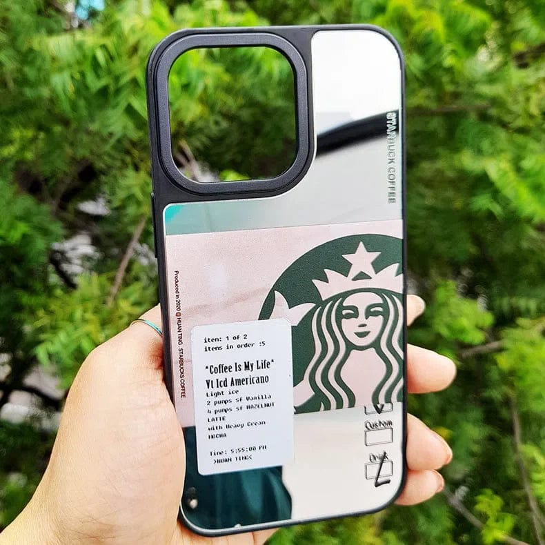 Starbucks Print Mirror Acrylic Glass Case for iPhone Back Cases iPhone 12 Pro Max / Starbucks 2