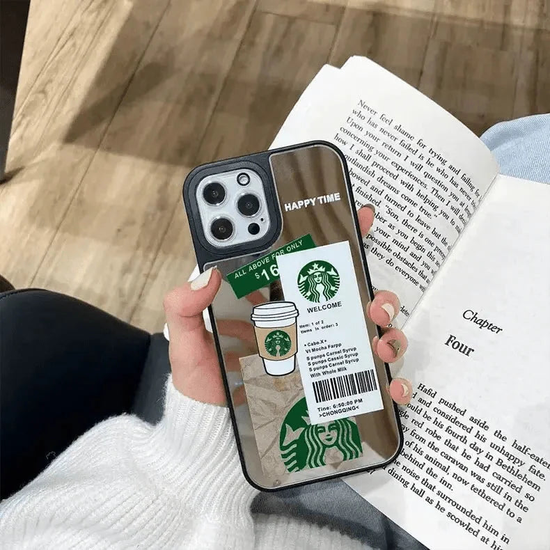 Starbucks Print Mirror Acrylic Glass Hard Case for iPhone Xs Max