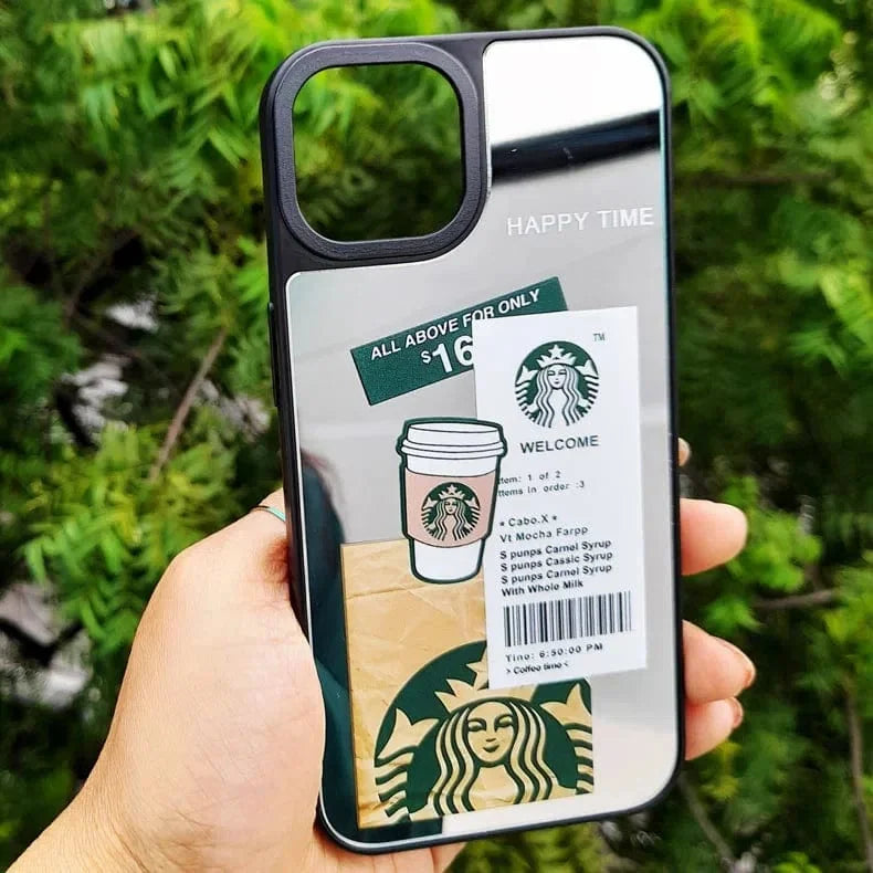 Starbucks Print Mirror Acrylic Glass Hard Case for iPhone Xs Max