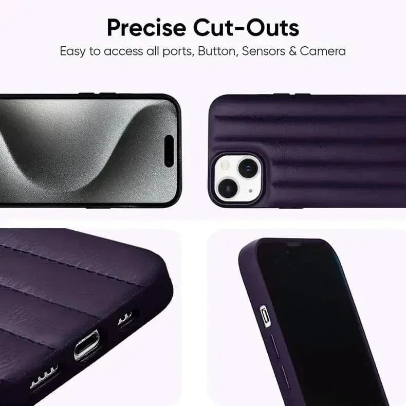 Stitch Leather Texture Hard Case for iPhone 14