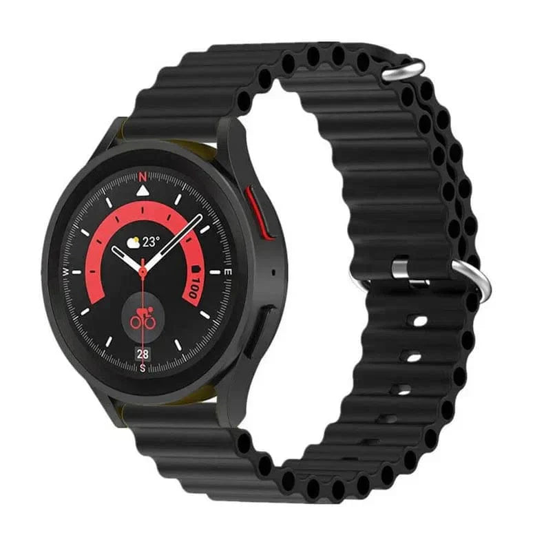 Ocean Silicone Band for Smartwatch 22mm 22mm black Straps & Bands