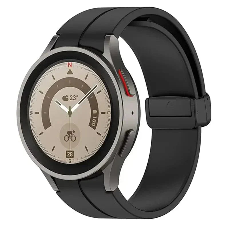 Magnetic D-Buckle Silicone Band for Samsung Watch4 | 5 | 6 | 7 Watch4 | 5 | 6 | 7 black Straps & Bands